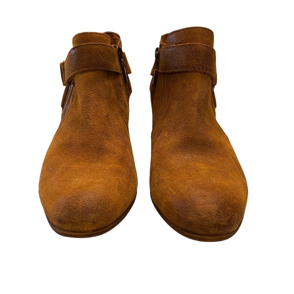 Clarks Artisan Spye Belle Distressed Brown Tan Leather Bootie Size 9.5 M - Picture 7 of 9